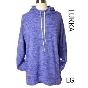 Women's Hoodie Lg Purple Pullover Loose Fit Soft Stretch Oversized Large NWOT